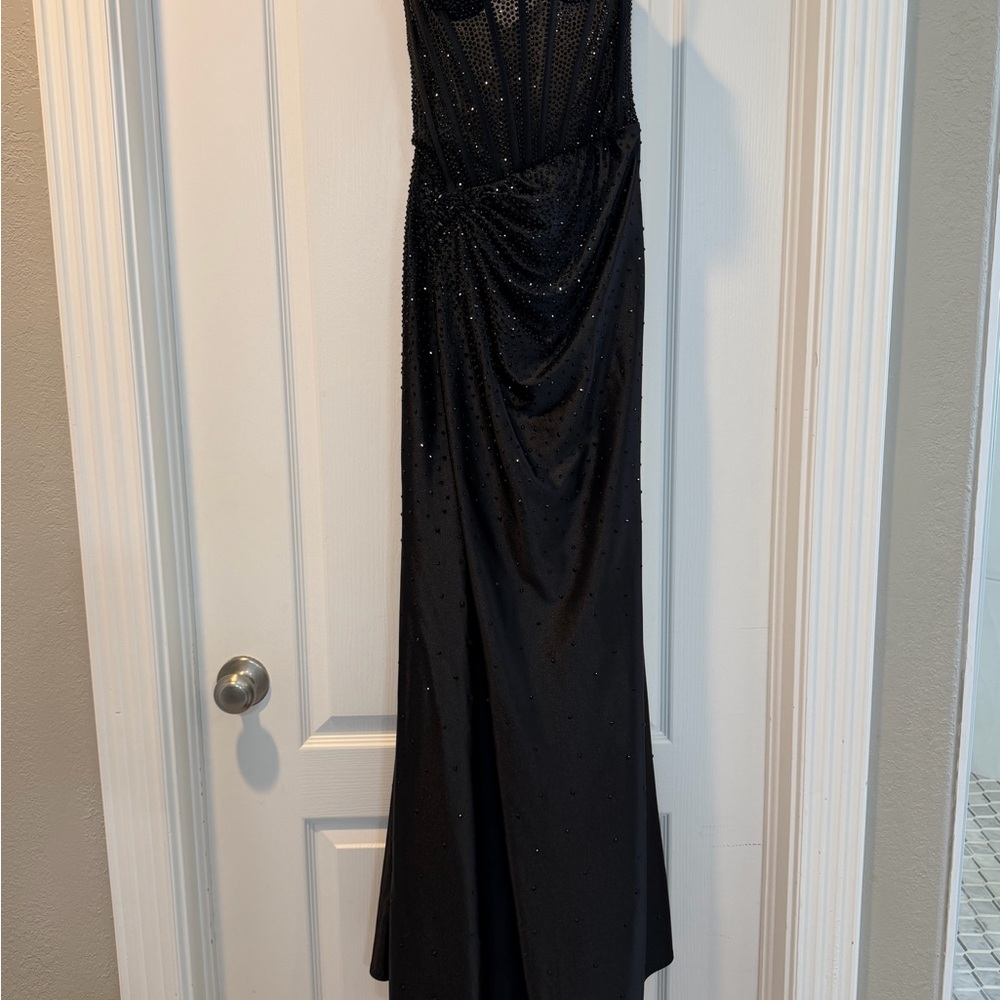 SHERRI HILL SPARKLE CORSET LONG PROM DRESS 56620